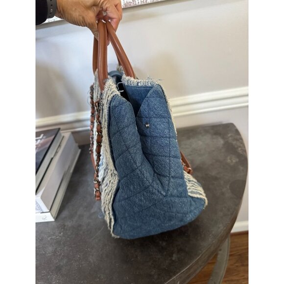 Chanel Denim Fringe Large Shopping Tote Blue - Picture 6 of 11